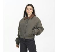 Brave Soul Twill Bomber Style Jacket with Cord Collar - Khaki - Khaki - 14