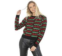 BRAVE SOUL Unisex Adults Repeat Christmas Jumper (M) (Black)