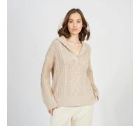 Brave Soul V-Neck Cable Knit Jumper - Stone - Stone - XL