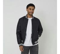 Brave Soul Varsity Style Jacket With PU Sleeves - Black - Black - M