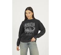 Brave Soul Women's Acid Wash Embroidered Sweatshirt in Black | Size: Medium Brave Soul Black M