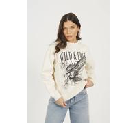 Brave Soul Acid Wash Graphic Print Sweatshirt - Beige - Beige - S