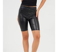 Brave Soul Womens Black Faux Leather Cycling Short Shorts