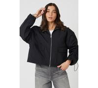 Brave Soul Womens Black Ruched Sleeve Windbreaker Jacket - Size 14 UK