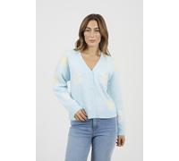 Brave Soul Womens Blue Soft Flower Jacquard Knitted Cardigan - Size Small