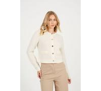 Brave Soul Women's Button Through Boucle Cardigan in Ivory | Size: XL Brave Soul Ivory XL