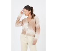 Brave Soul Women's Button Through Space Dye Cardigan in Tan | Size: Small Brave Soul Tan S