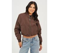 Brave Soul Womens Chocolate Oversized Sleeve Bomber Jacket - Size 14 UK