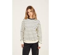 Brave Soul Women's Classic Stripe Crew Neck Sweatshirt in Cream | Size: Large Brave Soul Cream L