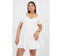 Brave Soul Women's Curve Cotton Puff Sleeve Mini Dress in White | Size: 20 Brave Soul White 20