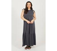 Brave Soul Women's Curve Cotton Ruched Shoulder Tiered Maxi Dress in Grey | Size: 20 Brave Soul Grey 20