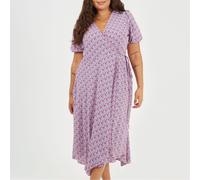 Brave Soul Womens Curve V-Neck Short Sleeve Midi Dress in Pink - Size 22 UK