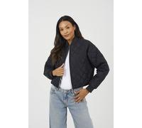 Brave Soul Women's Diamond Quilted Bomber Jacket in Black | Size: 8 Brave Soul Black 8