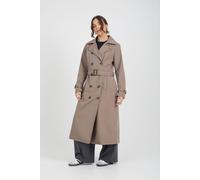 Brave Soul Women's Double-Breasted Longline Trench Coat in Brown | Size: 10 Brave Soul Brown 10