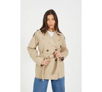 Brave Soul Double Breasted Womens Short Mac with Tie Belt - - Size: 14