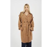 Brave Soul Women's Faux Suede Double Breasted Trench Coat in Tan | Size: 12 Brave Soul Tan 12