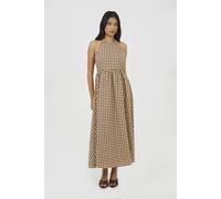 Brave Soul Women's Gingham Halterneck Maxi Dress in Brown | Size: Small Brave Soul Brown S