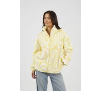 Brave Soul Women's Graphic Heart Print Zip Through Sherpa Fleece in Yellow | Size: Medium Brave Soul Yellow M
