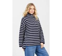 Brave Soul Women's Half Zip Striped Fisherman Knit Jumper in Navy | Size: Medium Brave Soul Navy M