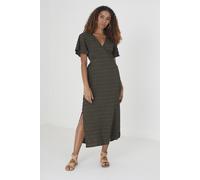 Brave Soul Womens Khaki 'Sherry' V-Neck Midi Dress - Size Small