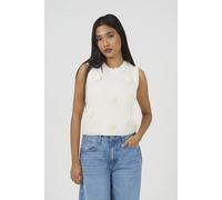 Brave Soul Women's Knitted Crew Neck Tank With Crochet Shells in Cream | Size: Small Brave Soul Cream S