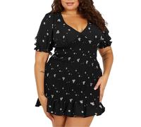 Brave Soul Womens/Ladies V Neck Plus Puff Sleeve Mini Dress22 UK Black/White GT