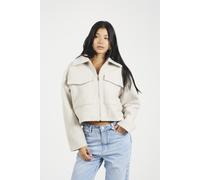 Brave Soul Womens Light Grey Boucle Faux Wool Jacket - Size 16 UK