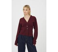 Brave Soul Long Sleeve Button Down Top With Pleats - Burgundy - Burgundy - L