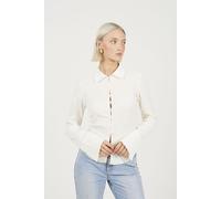 Brave Soul Women's Long Sleeve Button Through Collared Blouse in Cream | Size: Medium Brave Soul Cream M