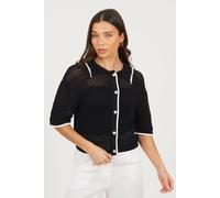 Brave Soul Women's Loose Knit Collared Blouse in Black | Size: XL Brave Soul Black XL