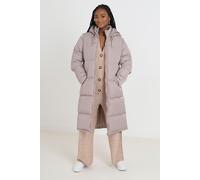 Brave Soul Women's Maxi Length Padded Jacket With Fixed Hood in Stone | Size: 8 Brave Soul Stone 8