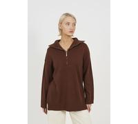 Brave Soul Women's Oversized 1/2 Zip Knitted Jumper in Chocolate | Size: XL Brave Soul Chocolate XL