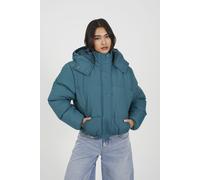 Brave Soul Women's Oversized Hooded Short Puffer Jacket in Teal | Size: 14 Brave Soul Teal 14