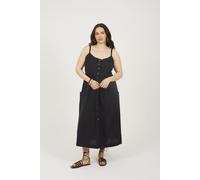 Brave Soul Women's Plus Button Down Strappy Midi Dress in Black | Size: 22 Brave Soul Black 22