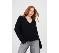Brave Soul Ribbed Trophy Neck Knitted Jumper - Black - Black - L