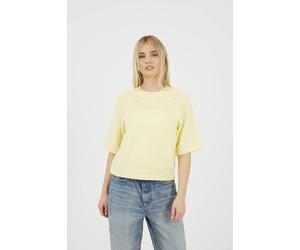 Brave Soul Women's Short Sleeve Jumper With Floral Embroidery in Yellow | Size: Small Brave Soul Yellow S