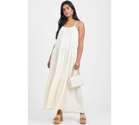 Brave Soul Women's Smock Tiered Midi Dress in Cream | Size: XL Brave Soul Cream XL