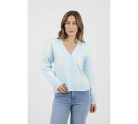Brave Soul Women's Soft Flower Jacquard Knitted Cardigan in Blue | Size: Large Brave Soul Blue L