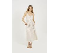 Brave Soul Women's Stripe Button Down Midi Dress in Stone | Size: Large Brave Soul Stone L