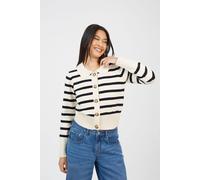 Brave Soul Stripe Collared Cardigan - Cream - Cream - L