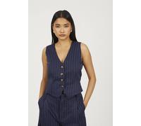 Brave Soul Women's Tailored Pinstripe Waistcoat in Navy | Size: Medium Brave Soul Navy M