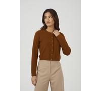 Brave Soul Womens Tan Crew Neck Cardigan With Gold Shank Buttons - Size Medium