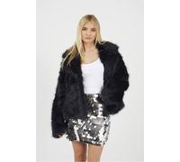 Brave Soul Women's Tinsel Faux Fur Jacket in Black | Size: 14 Brave Soul Black 14
