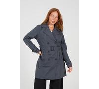 Brave Soul Womens Women Classic Trench Coat Belted Smart Jacket - Charcoal - Size 12 UK