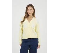Brave Soul Womens Yellow Soft Flower Jacquard Knitted Cardigan - Size Large
