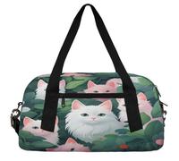 Brave Space Cat Kids Duffle Bag Boys Girls Small Sport Dance Gym Bag for Overnight Travel Weekender Carry On, Forest Kittys, 18.5"L x 9.4"W x 7.8"H
