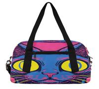 Brave Space Cat Kids Duffle Bag Boys Girls Small Sport Dance Gym Bag for Overnight Travel Weekender Carry On, Graffiti Kittys, 18.5"L x 9.4"W x 7.8"H