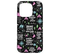Brave Steps with God Christian Camping Pattern Case for iPhone 15 Pro