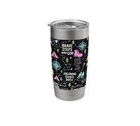 Brave Steps with God Christian Camping Pattern Stainless Steel Insulated Tumbler