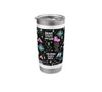 Brave Steps with God Christian Camping Pattern Stainless Steel Insulated Tumbler